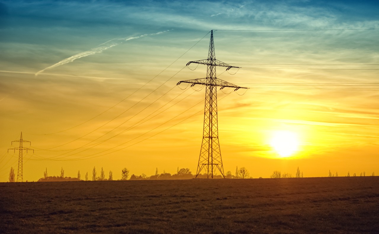 sunset with powerlines in the background